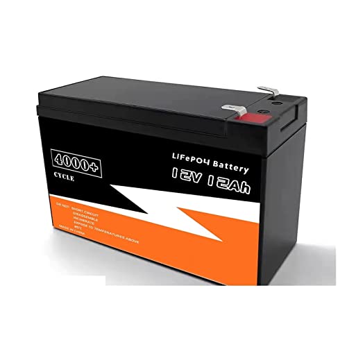 ISITAC Batería Lifepo4 Paquete de batería LiFePo4 de 12V y 12Ah, batería de Hierro y Litio BMS integrada, batería LiFePO4 de 12V y 24V for Chico, Scooter, Motor de Barco