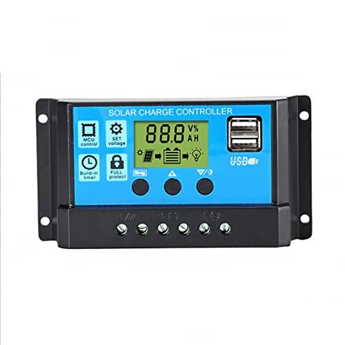 JZK 20A 12V / 24V Panel Solar Inteligente Controlador de Carga con Pantalla LCD y Puerto USB, protección contra sobretensión, regulador de Carga Solar para lámpara batería Panel Solar Iluminación LCD
