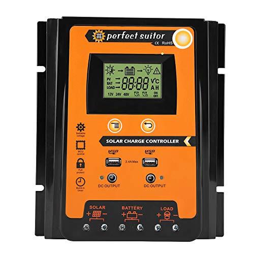 Keenso 12V/24V 30A/50A/70A MPPT Controlador de carga solar Panel solar Regulador de batería Pantalla USB dual LCD(70A)