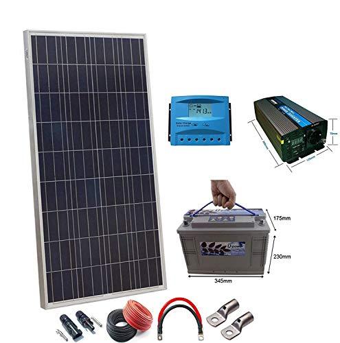 Kit Solar 12v 150W/750W día regulador PWM 20a Batería SP AGM 100Ah 12v Inversor 1000w onda pura con mando de distancia