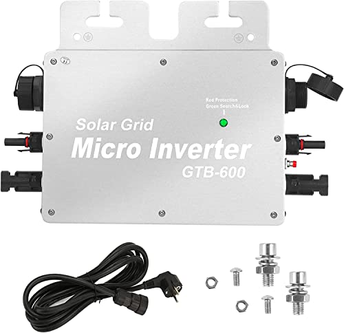 NAIQIALUO Inversor Solar Micro inversor de Potencia de 600 W, Monitor WiFi Disponible, Salida de Onda sinusoidal Pura/MPPT, inversor de conexión a Red Solar Resistente al Agua IP65 (DC20-50 V)