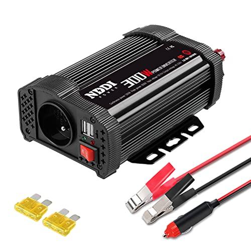 NDDI POWER 300W/600W Inversor de Energía para Coche , Convertidor de CA de 12V CC a 230V con un Cargador y Dos Puertos USB de 3,1 A para el Encendedor de Cigarrillos