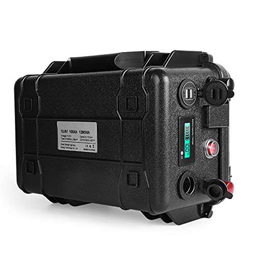 OANCO Paquete De Batería De 12V 100Ah LiFePO4,Bluetooth Incorporado BMS,para Inversor Solar RV EV Camper Yacht (Color : 12V 100Ah+10A Charger)