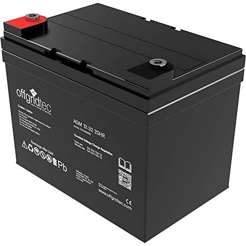 Offgridtec 32 Ah 12 V AGM Solar Batería para aplicaciones cíclicas, 2 – 01 – 001480
