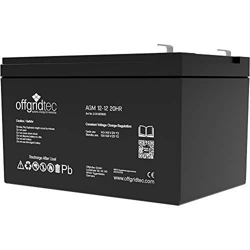 Offgridtec AGM Solar Batería Extremadamente Ciclo Profundo 12 Ah 20 stünde 12 V, 2 – 01 – 001985