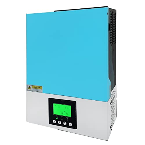 PMSUN 1500 W Inverter híbrido solar de DC12 V a AC230 V, inversor de onda sinusoidal pura off-grid con cargador solar MPPT de 80 A+cargador AC,entrada PV máx. 2000 W DC130-430 V, para batería de 12 V