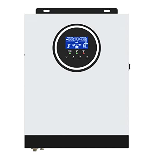 PMSUN Inversor solar híbrido de 3 kW DC24 V a CA 230 V, inversor sinusoidal puro independiente de la red con cargador solar MPPT de 80 A + cargador de CA, máx. PV 3000 W DC130-430 V