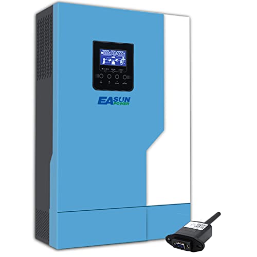 POWLAND 3500W Inversor Solar híbrido 24VDC 230VAC Inversor de Onda sinusoidal Pura Inversor Fuera de la Red 50Hz/60Hz Controlador de Carga Solar MPPT Entrada máxima PV 80A 450VDC, con módulo WiFi