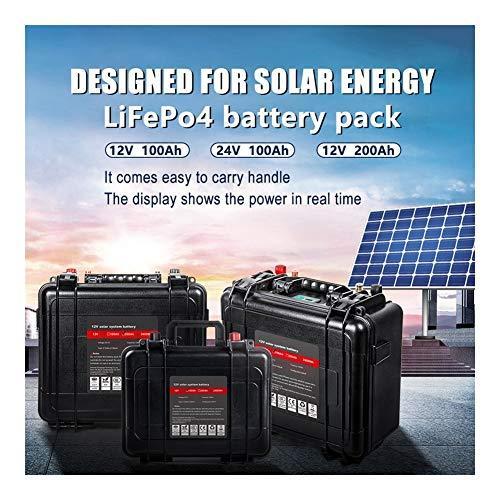 Qingmei Lifepo4 12V 100Ah / 12V 200Ah / 24V 100Ah Caravan Batería Batería Marina Batería de Ciclo Profundo Construido en Placa de protección BMS (Size : 12V 100Ah)