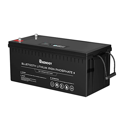 Renogy Bateria LiFePO4 12V 200Ah con Bluetooth, Más de 2000 Ciclos y BMS, Bateria de Fosfato de Hierro y Litio, Baterias Litio 12V para Placas Solares, Autocaravanas