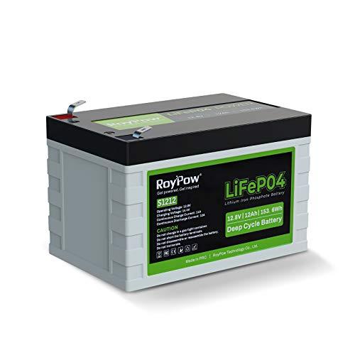 RoyPow Batería de Litio de 12 V y 12 Ah de fosfato de Hierro de 3500 ciclos de LiFePO4 Recargable con Ciclo Profundo de Repuesto FiOS para SLA batería para RV/caravanas, niños y buscador de Peces