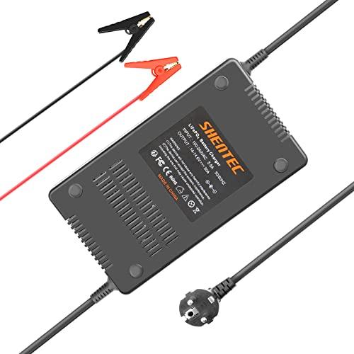Shentec Cargador de Batería LiFePO4 de 12V 30A,14.6V LiFePO4 Cargador de Batería con 30A de Cargador Inteligente de Alto Rendimiento con Protección Múltiple para Batería LiFePO4 de 12V