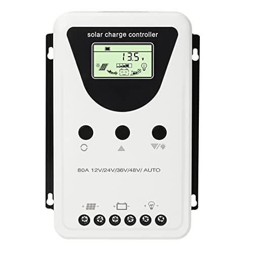 Snowtaros 80A Controlador de Carga Solar, 12V/24V/36V/48V Auto Doble Salida USB, 100V Max Voltaje de Entrada Regulador de Panel Solar para Gel Sellado Inundado Batería de Litio