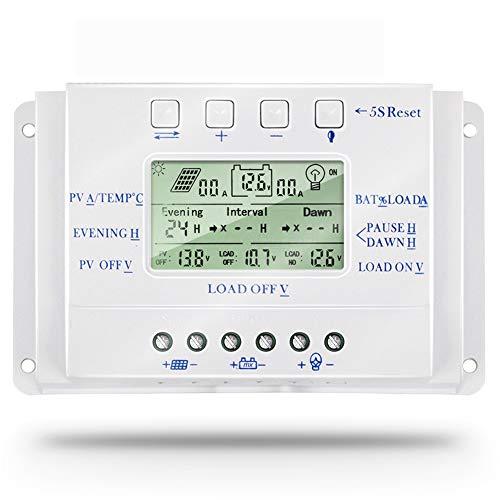 SolaMr 20A Regulador de Carga Solar 12V/24V Identificación Automática Voltaje Panel Solar Regulador de Inteligencia con Pantalla LCD - T20