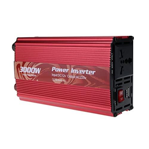 thorityau Inversor de Corriente de 3000W 12V DC 12V a AC 110V 220V Inversor de energía Salida de energía USB de Onda sinusoidal Pura para Adaptador Solar Inversor de automóvil doméstico Universal,Rojo