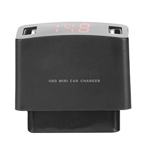 Toma de Corriente para Cargador de Coche, Fuente de Alimentación de Interfaz ODB Estándar Universal Toma de Corriente de Cargador USB Dual con Pantalla de Voltaje para Coche de 12/24V