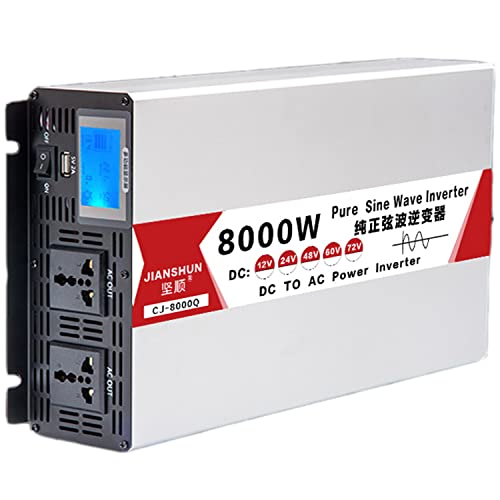 YNITJH Inversor de Corriente 4000W/5000W/6000W/8000W Inversor de Onda Sinusoidal Pura DC 12V/24V/48V/60V a AC 110V-220V Transformador de Voltaje con Toma de AC & Puerto USB,8000W-24Vto220V