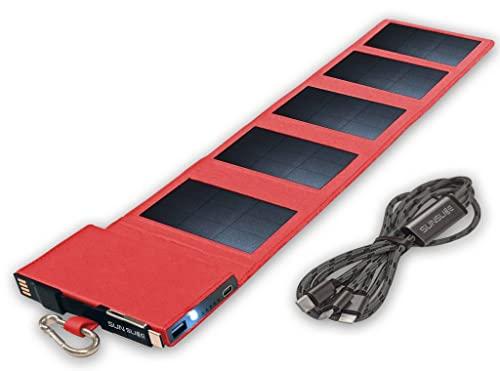 Cargador Solar Movil Equipado con tecnología SunPower, Power Bank Carga rápida, tamaño de Bolsillo, Panel Solar Compatible con iPhone, Samsung, Huawei, Ideal para Caminar, Rojo