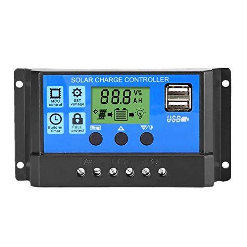 Controlador De Carga Solar 10a 12v / 24v Controlador De La Central Solar Controlador De Carga Solar Regulador Inteligente Con Doble Lcd Usb 5v Puerto De Control De Luz Pantalla De Temporizador