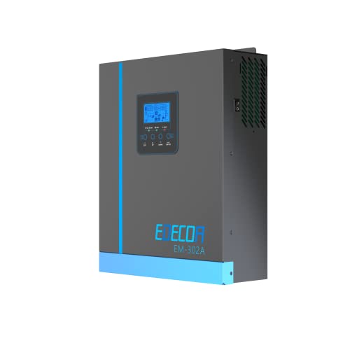 EDECOA Inversor Hibrido 24v 3000w 220v 230v 3.2KVA/3000W Cargador Solar MPPT 80A Pure Sine (Off-Grid) con Cargador de Bateria, prioridad de Red, Regulador de Carga Solar