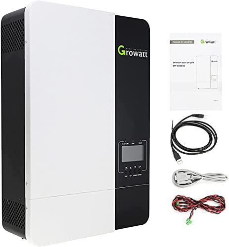 Growatt 5000W Inversor Híbrido Solar 48V DC a 220V / 230V AC, Inversor Todo en uno Fuera de la Red con Controlador MPPT de 100 A, Funciona para 48V de Plomo-ácido/Litio/Usuario y Sin Batería