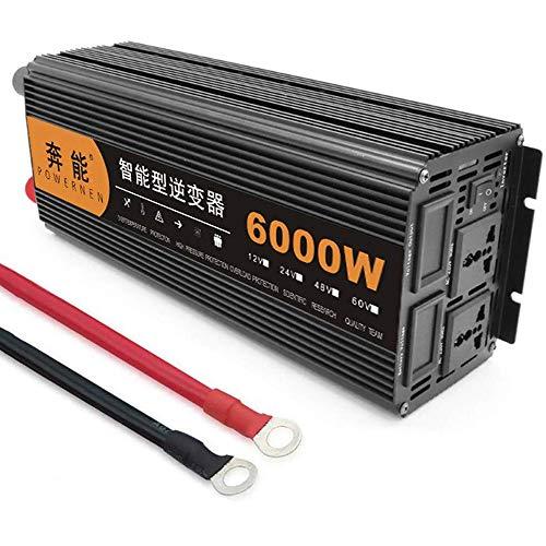 Inversor de onda sinusoidal pura 3200W/4000W/5000W/6000W/8000W/9000W/12000W/15000W convertidor de voltaje DC 12V/24V a AC 230V convertidor-inversor convertidor con enchufe y puertos USB,6000W-24V
