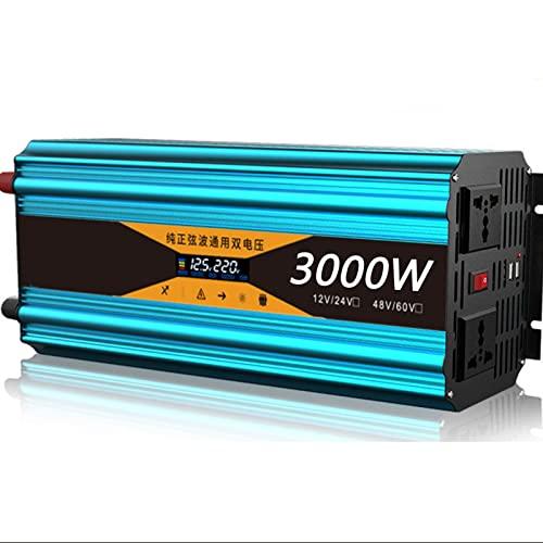 Inversor de onda sinusoidal pura 3000W 4500W 6000W 8000W 10000W Convertidor de voltaje 12v 24V 48V 60V a AC 220V Inversor de corriente con enchufe y USB para camión familiar, 4500w-48Vto220V (3000w 4