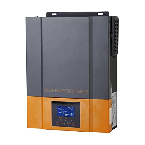 PowMr Inversor de corriente híbrido solar de 1500W 12V CC a 220V/230V CA con regulador solar MPPT de 80A máx. entrada de PV 450 V, funciona con baterías de plomo-ácido de 12V y baterías de litio.