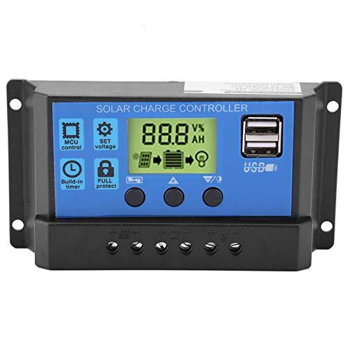 Regulador de carga solar dual USB de 12V 24V, regulador de carga del panel solar PWM con pantalla LCD 10/20 / 30A(YJSS-10A)